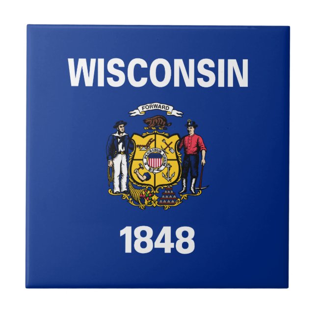 Wisconsins statsflagga kakelplatta (Framsidan)