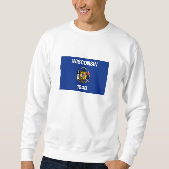 Wisconsins statsflagga lång ärmad tröja (Framsida)