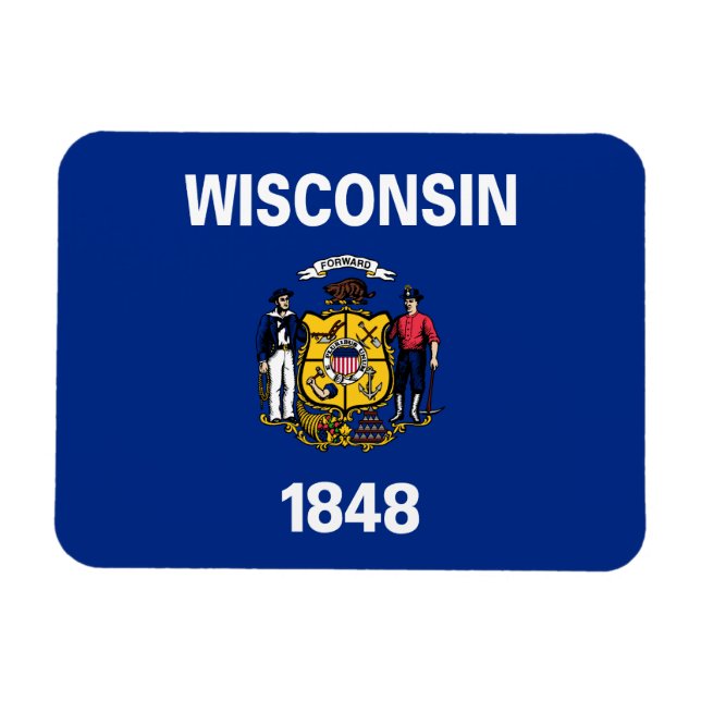 Wisconsins statsflagga magnet (Horisontell)