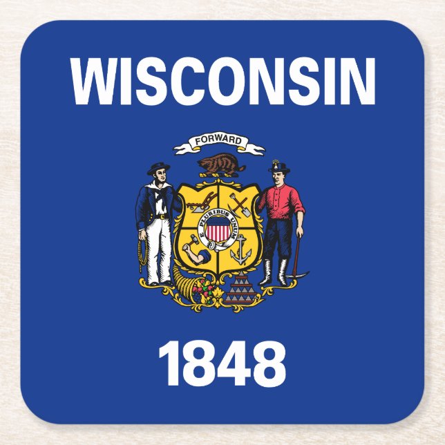 Wisconsins statsflagga underlägg papper kvadrat (Framsidan)