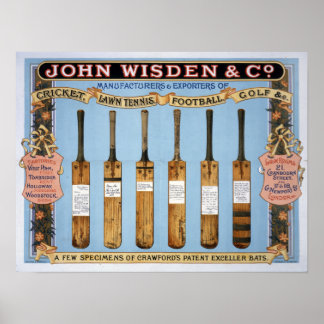 Wisden Cricket Fladdermus, 1895 Poster