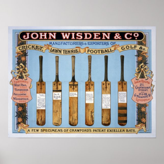 Wisden Cricket Fladdermus, 1895 Poster (Framsidan)