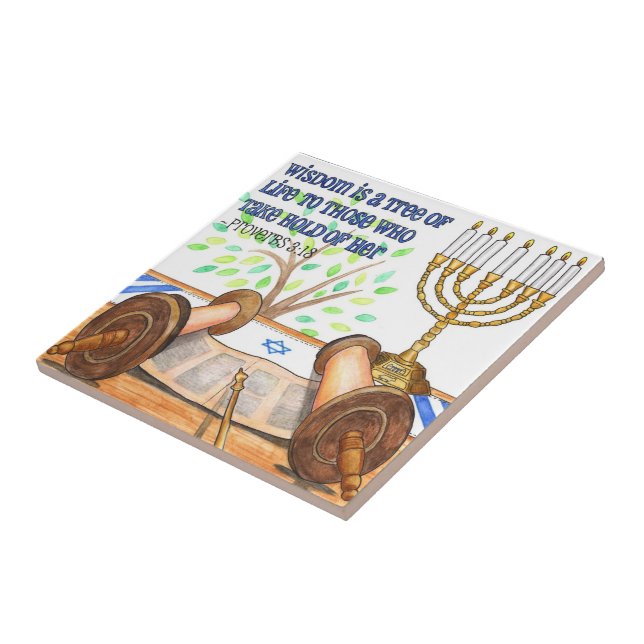Wisdom är en Livets träd Tile/ Trivet/ Smyckeskrin Kakelplatta (Sidan)