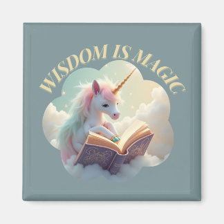 Wisdom är magi - Cute Unicorn Magnet
