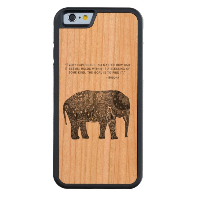 Wisdom Buddha Elephant Mobil Carved Wood iPhone Skal (Baksidan)