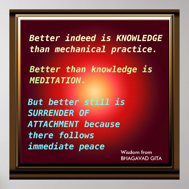 WISDOM-citat från Bhagavad Gita Poster (Framsidan)