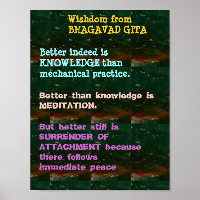 WISDOM-citat från Bhagavad Gita Poster (Framsidan)