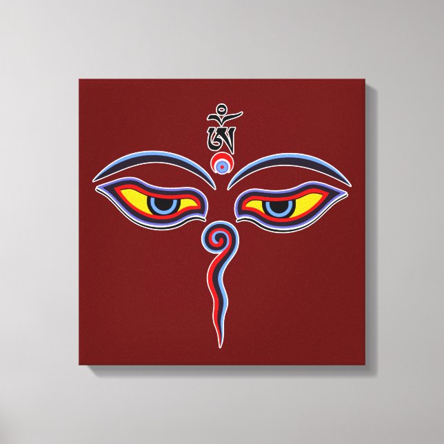 Wisdom Öga i Buddha - Bodhnath temple öga Canvastryck (Framsida)