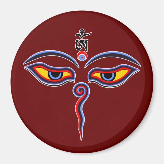 Wisdom Öga i Buddha - Bodhnath temple öga Magnet (Framsidan)