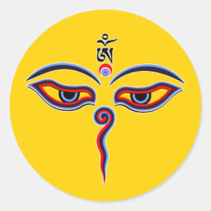 Wisdom Öga i Buddha - Bodhnath temple öga Runt Klistermärke