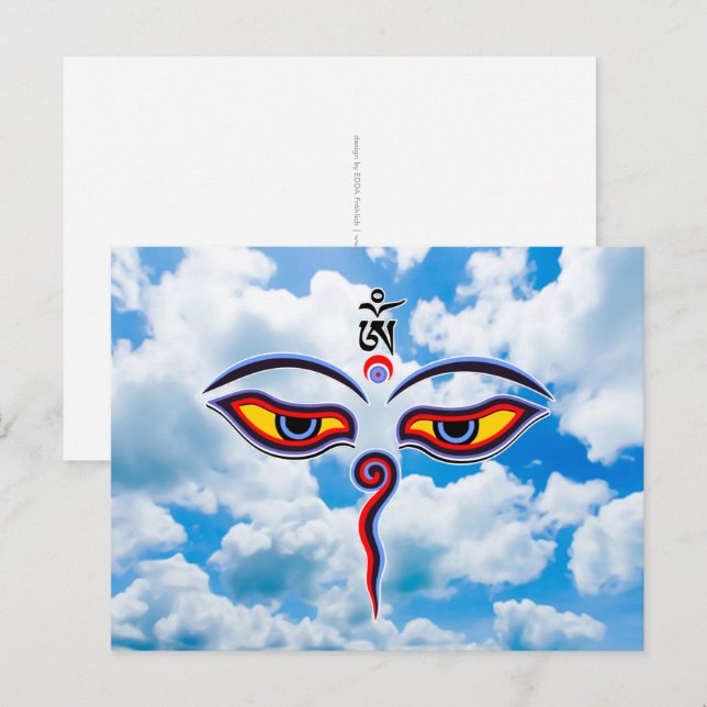 Wisdom Öga i Buddha - Bodhnath temple öga Vykort (Fram/baksida)