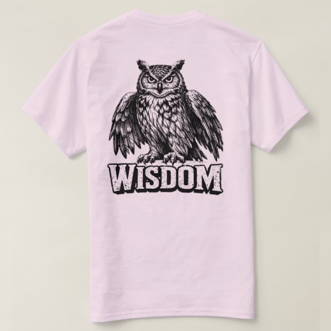 “Wisdom” Owl Graphic T-Shirt – Vintage Knowledge  (Design baksida)