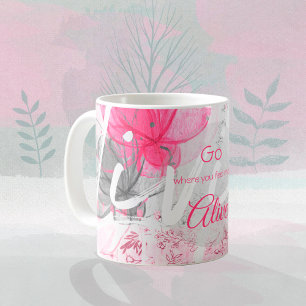 Wisdom Pink Floral Watercolor Typography Kaffemugg