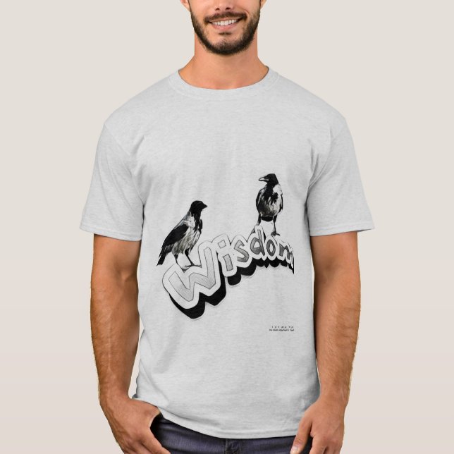 Wisdom - Två kloka kråkor på vit bakgrund T Shirt (Framsida)