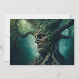 Wise Ansikte i Träd Mystical Forest i Ancient Julkort