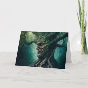 Wise Ansikte i Träd Mystical Forest i Ancient Kort