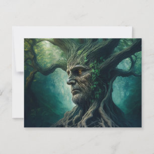 Wise Ansikte i Träd Mystical Forest i Ancient Vykort