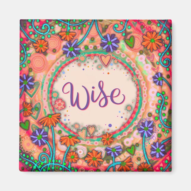 Wise Blommigt Söt Colorful Inspiritivity Magnet (Framsidan)