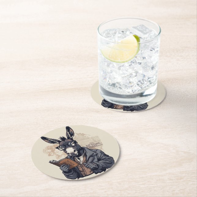 Wise Donkey — Coaster Set Underlägg Papper Rund (Insitu)