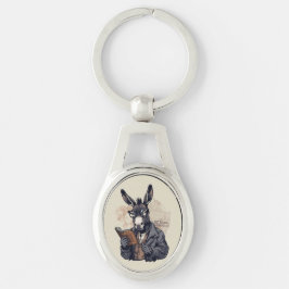 Wise Donkey — Keychain Ovalt Silverfärgad Nyckelring