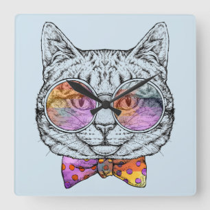 Wise Kattunge Kat Fyrkantig Klocka