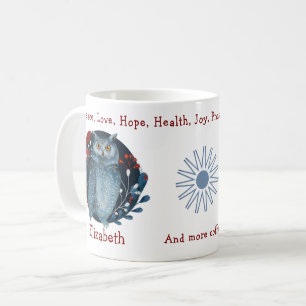 Wise Magic Uggla, Blommigt Backdroppe. Unik, funn Kaffemugg