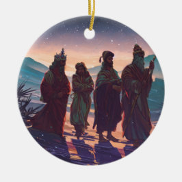 Wise manar söker efter baby Jesus Julgransprydnad Keramik