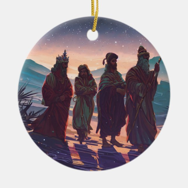 Wise manar söker efter baby Jesus Julgransprydnad Keramik (Framsidan)