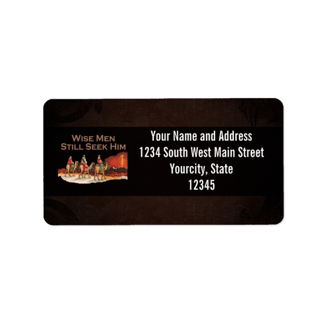 Wise Manar söker fortfarande honom, jul Adressetikett (Framsidan)