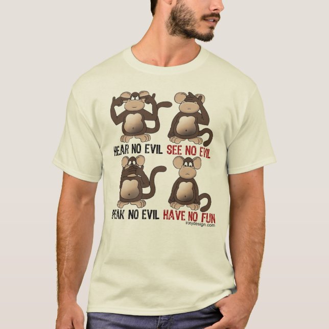 Wise Monkey Humor Tee Shirt (Framsida)
