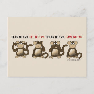 Wise Monkey Humor Vykort