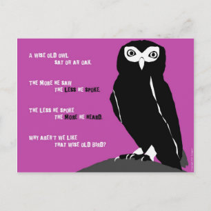 Wise Old Uggla vycard i Cerise Vykort