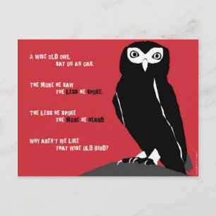Wise Old Uggla vycard i Red Vykort
