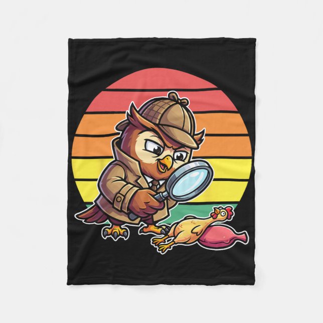 Wise Owl Detective undersöker Kycklingmysteriet Re Fleecefilt (Framsidan)