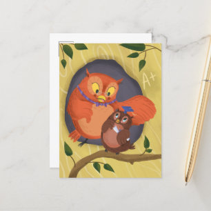Wise Owl-examens vykort