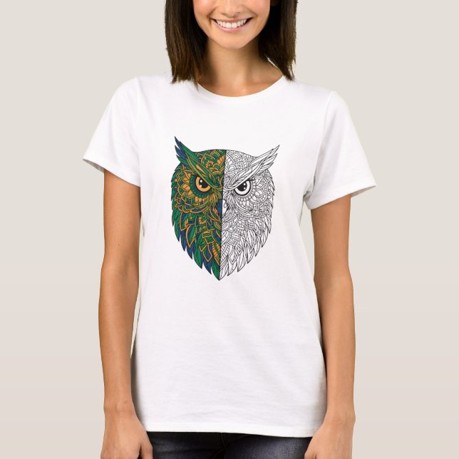 Wise Owl Mandala Artistic Spirit Bird T-Shirt (Framsida)