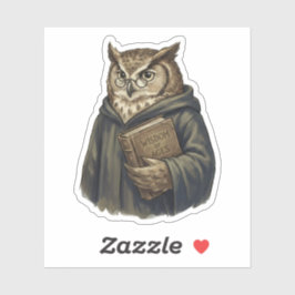 Wise Owl Scholar Wisdom of Ages Book Vintage Klistermärken