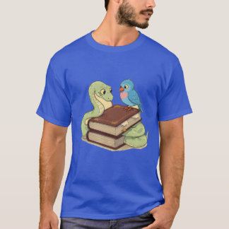 Wise Snake och Bird på en lustig Bok T Shirt