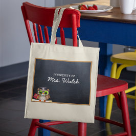 Wise Uggla Chalkboard Personlig Teacher Tote Tygkasse