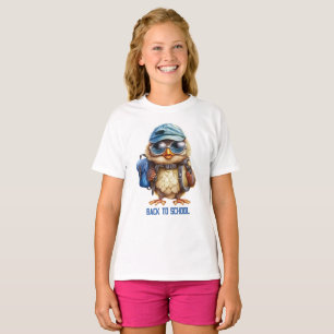Wise Uggla med blå ryggsäck, hattar och ögonglas, T Shirt
