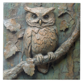 Wise Uggla om Gren Wildlife Faux Relief Kakelplatta