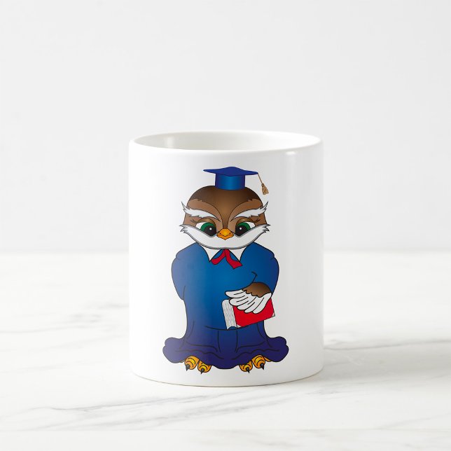 Wise Uggla Studenten Cute Scholar Bird Kaffemugg (Skapare uppladdad)