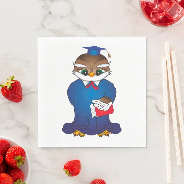 Wise Uggla Studenten Cute Scholar Bird Pappersservett (Skapare uppladdad)