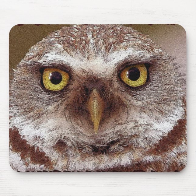 Wise Uggla Wildlife Art Animal-älskare Mousepad Musmatta (Framsidan)