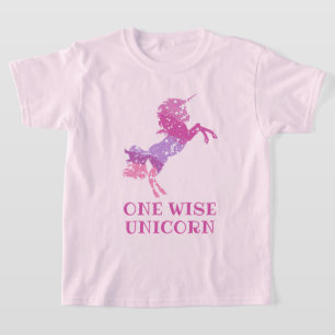 Wise Unicorn Rosa Tie Girls T-Shirt