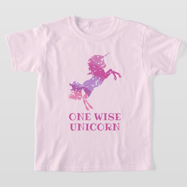 Wise Unicorn Rosa Tie Girls T-Shirt (Laydown)