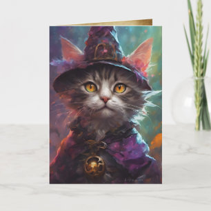 Wise Witch Cat Halloween Hälsning, Kitten Hallow Kort