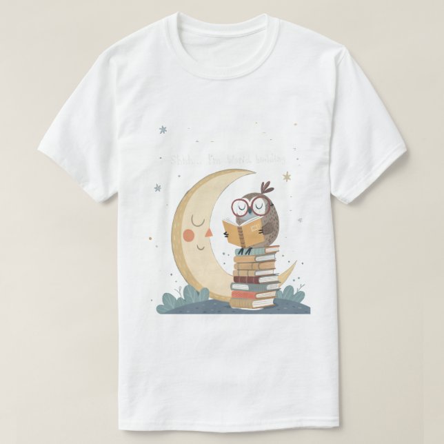 Wise World Byggnad Uggla Moonlight Librarian T-Shi T Shirt (Design framsida)