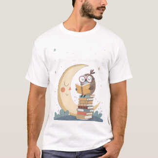 Wise World Byggnad Uggla Moonlight Librarian T-Shi T Shirt