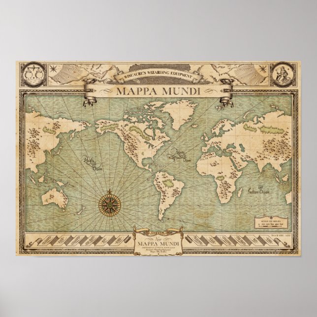 Wiseacres Wizarding Equipment - Mappa Mundi Poster (Framsidan)